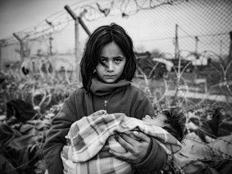 girl in refugee camp in Idomeni on the Greek-Macedonian border
