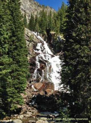 Photo of Hidden Falls near Jenny Lake, Grand Tetons, Wyoming by Jeff Doran.