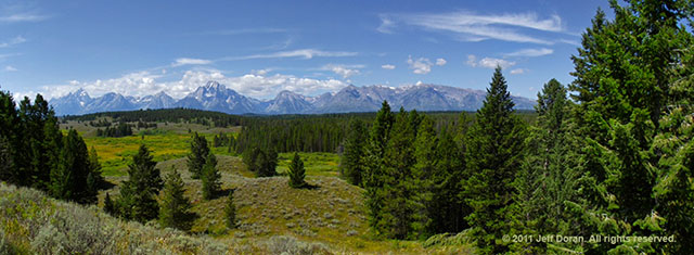 Panoramic image of The Grand Teton Range, Wyoming by Jeff Doran.