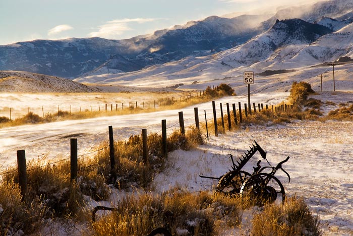 Winter landscape hoto of South Fork road in Wyoming by Robert Hitchman