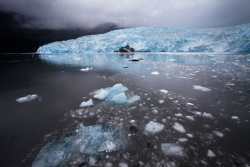 Reflection photo of Aialik Tidal Glacier, Kenai Fjord in Alaska by Barry Epstein