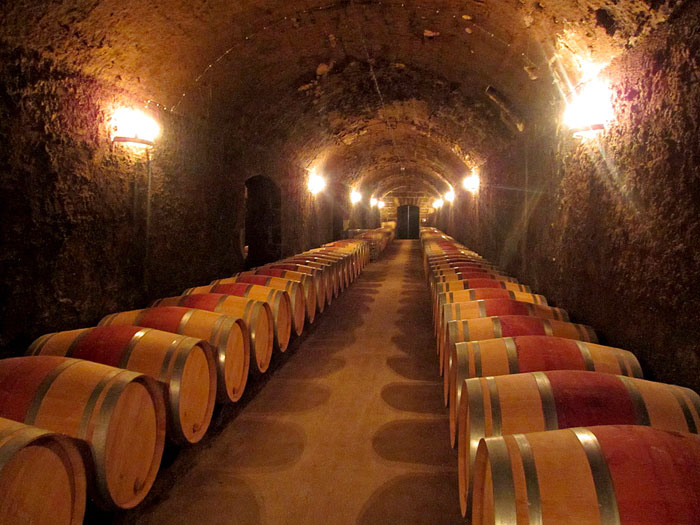 Photo of barrel room at Chateau Pontet-Canet in Southern France by Cliff Kolber