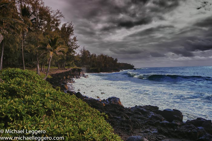 HDR photo of Pacific Ocean from Hawaii shore by Michael Leggero