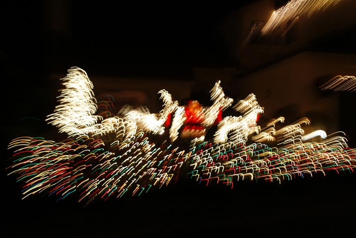 Motion photo of Santa & Reindeer lights by Noella Ballenger