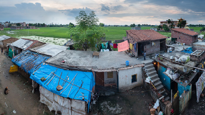 Photo of poor housing development from Mohammad's Guesthouse in Bodhgaya, India by Nico DeBarmore