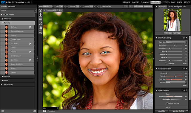 Perfect Photo Suite 8 Software: screen shot of Perfect Portrait.