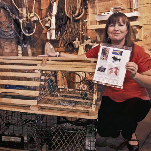 Photo of Lorna Ross at the Fisheries Museum of the Atlantic in Lumenburg, Nova Scotia by Mike Goldstein