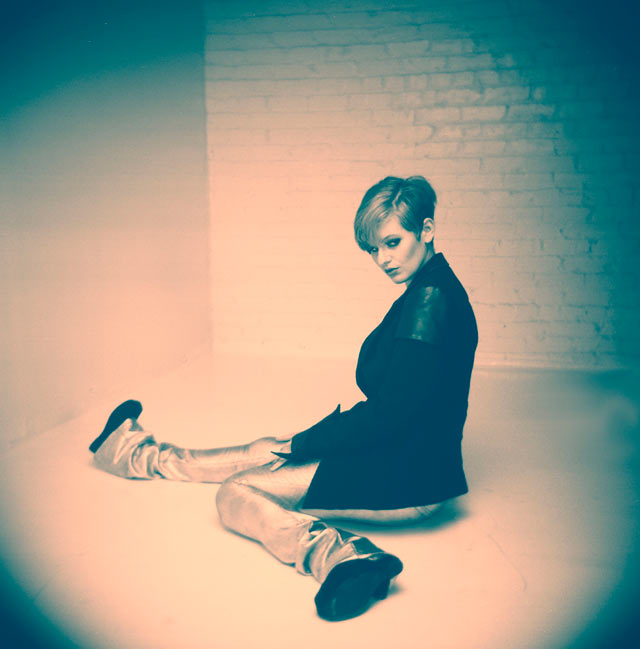 The Holga camera with distince vignetting: Brooke presents Arian Chanlé in a highly stylized editorial image by Allen Moore.