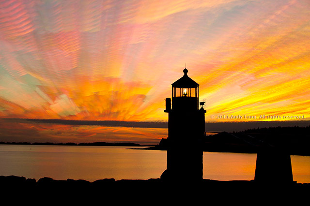  Cloud Stacking in Photography - A colorful sunset image of the Marshall Point Lighthouse in Rockland, Maine 