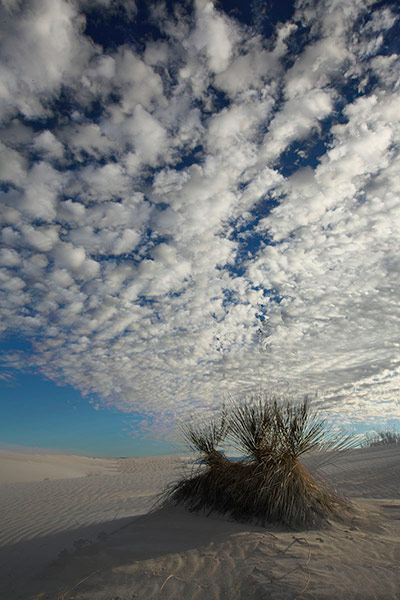 A 14 image stack of the clouds shortly after sunrise at White Sands National Monument, NM by Andy Long.