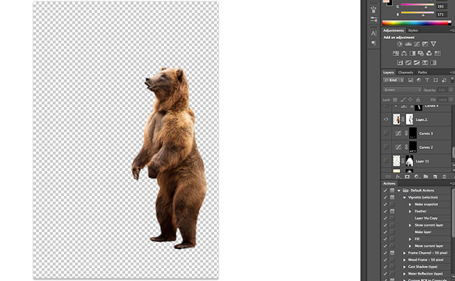 Photoshop screen shot of the bear layer mask used to create the "Story Teller" by Katelin Kinney.