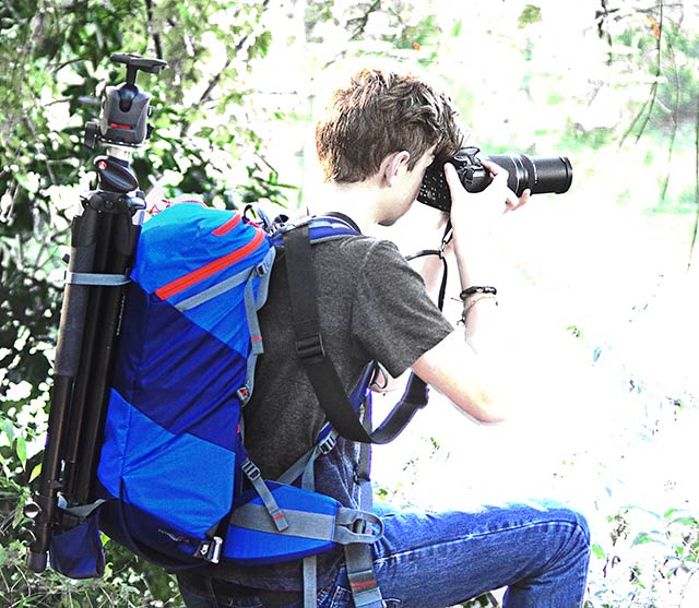 Image of a photographer using the MindShift Gear’s rotation180°® Trail™Backpack by Marla Meier.