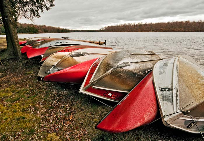 Photo of canoes on Lake Jean at Ricketts Glenn State Park by Robert Hitchman