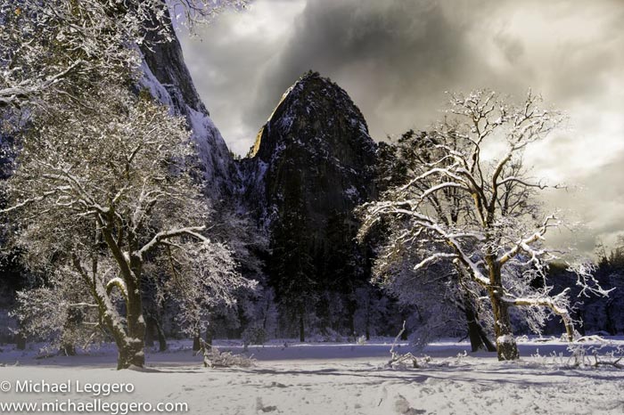 Photoshop manipulated photo: Yosemite National Park in winter by Michael Leggero