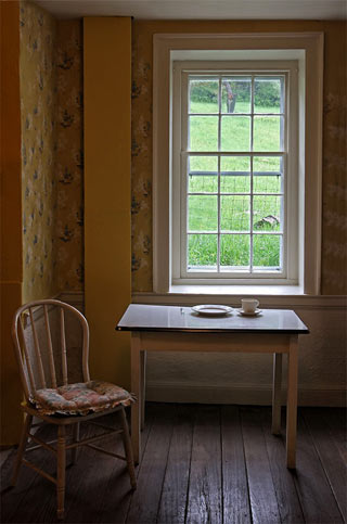 Photographing Historial Place: Kuerner Farm farmhouse kitchen wtih table and chair by Gary Anthes.