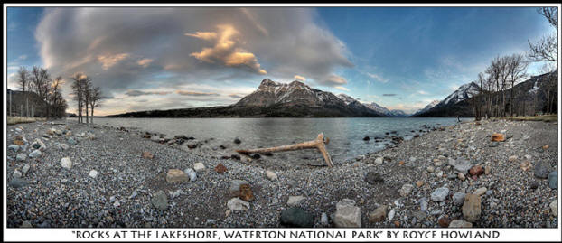 HDR photo of Rocks at the Lakeshore, Waterton National Park by Royce Howland.