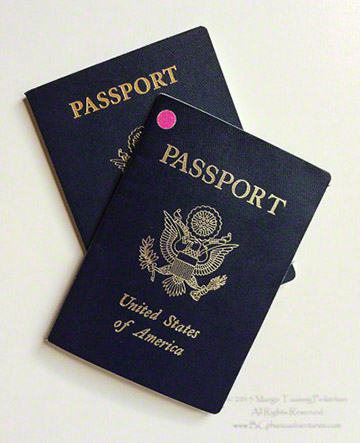 Photo of the cover of U.S. passports by by Margo Taussig Pinkerton.