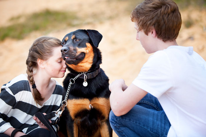 Photo of kids with their Rottweiler adopted from DCH Animal Adoptions in Sydney, Australia by Cathy Topping