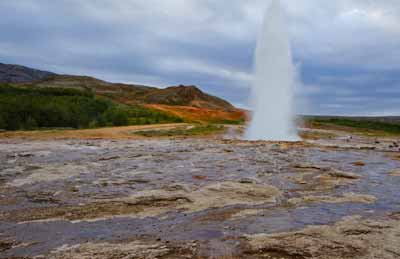 Photographic Travels in Iceland: Great Geysir erupting in the Haukadalur Valley by Michael Legerro.
