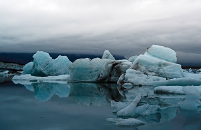 Photographic Travels in Iceland: Image of blue ice at the Jökulsárlón Iceberg by Michael Legerro.