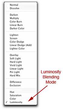 Screen shot of Luminosity Blending Mode in Photoshop by John Watts