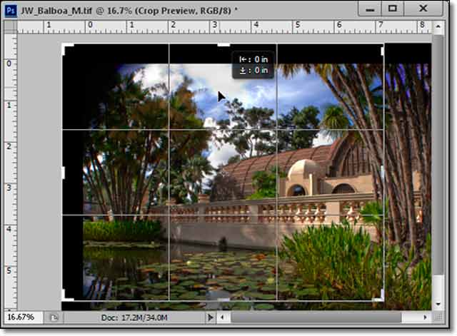 Photoshop CS6 - Innovative New Crop Tool: screen shot of lily pond and Crop Box by John Watts.