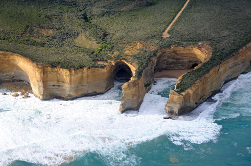 Photo from a helicopter of The Horseshoe on the Great Ocean Roadl, Australia by Cliff Kolber
