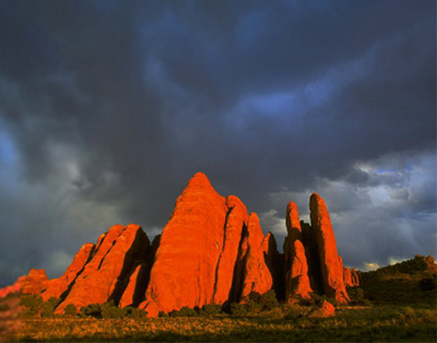 Image of Fiery Furnace Fins - red rock formations at Arches National Park by Lee Watson.