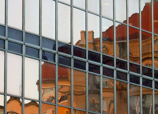 Photo of building reflections by Noella Ballenger