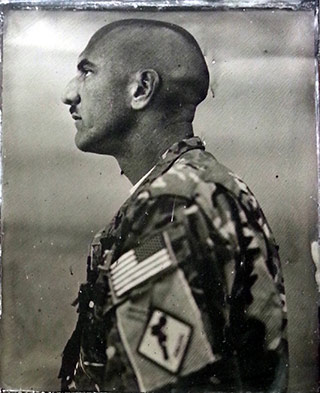 Tintype portrait of a Captain / pilot during the war in Afghanistan by Ed Drew.