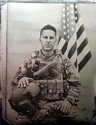 Tintype portrait of a Captain / pilot during the war in Afghanistan by Ed Drew.