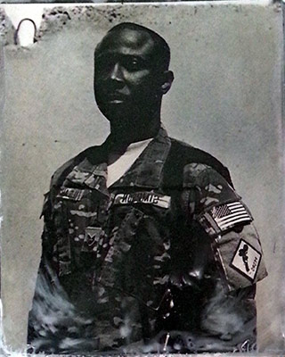 Tintype portrait of a soldier during the war in Afghanistan by Ed Drew.