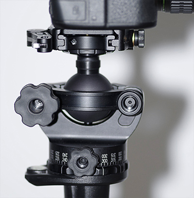 Photo of Acratech GP Ballhead - view of adjustment knobs and open concept ball by Marla Meier.